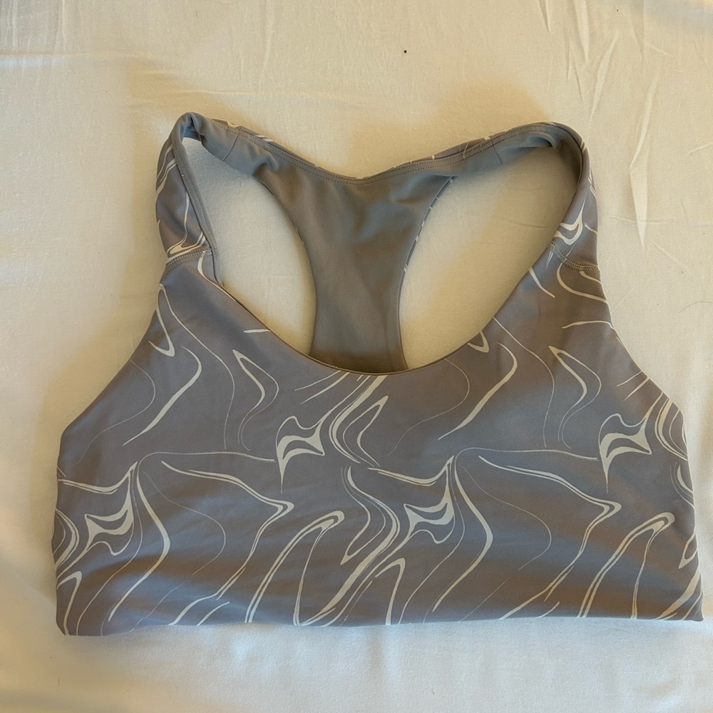 Old Navy Gray Sports Bra with White Swirl Pattern